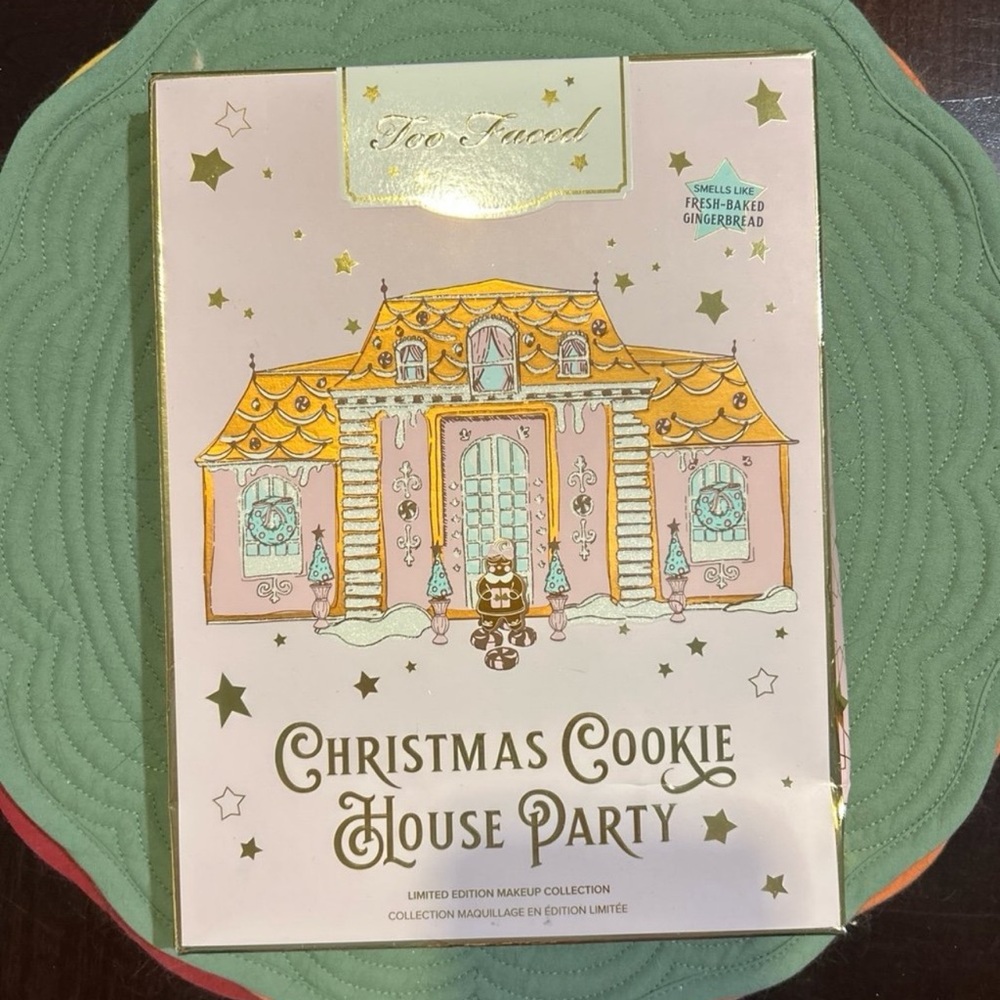 Too Faced Christmas Cookie House Party Invitation - Gold and Cream